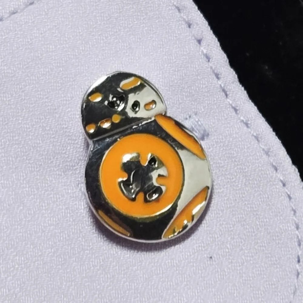 BB-8 Droid Star Wars Novelty French Cufflinks Silver Fixed Back Fandom Gift